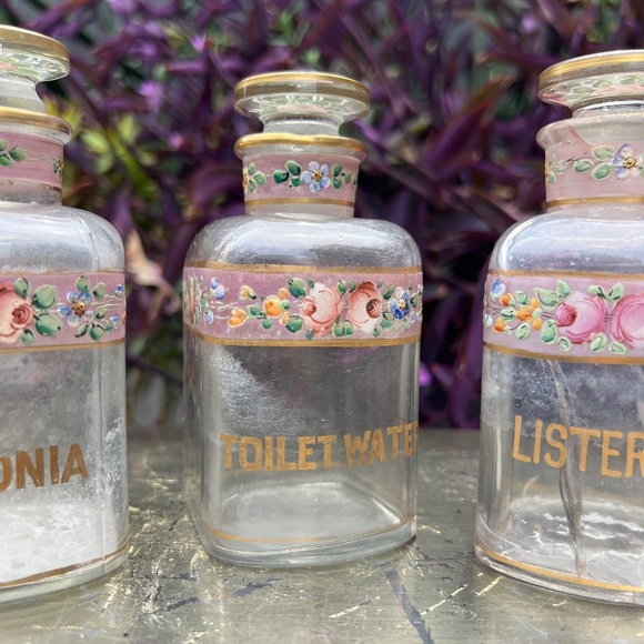 VTG Ammonia, Listerine, and Toilet Water Floral Vanity Bottles - Picture 8 of 12